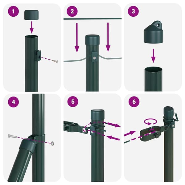 vidaXL Gjerdepåle 13 pcs grønn Stål