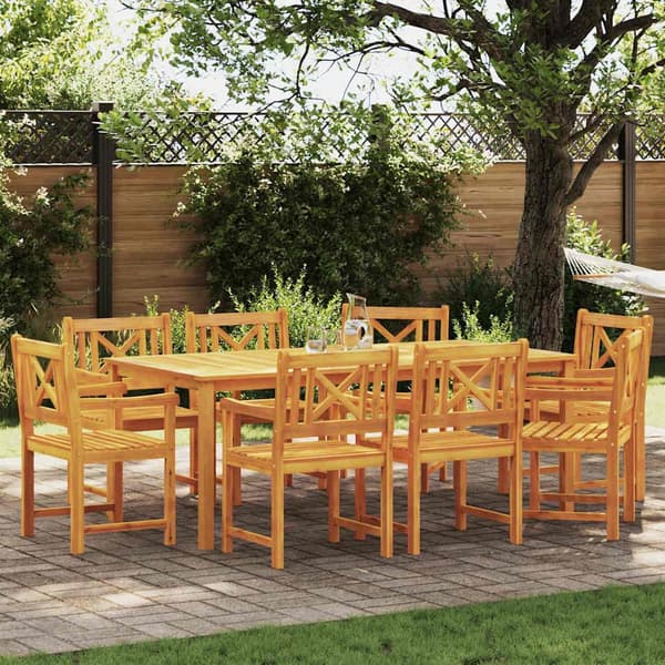 vidaXL Hage Spisegruppe 9 pcs Brun Solid akasietre