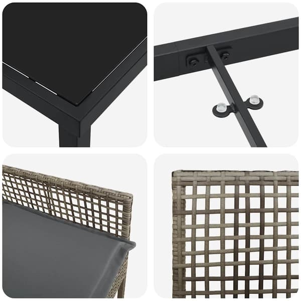 vidaXL Trädgårdsmöbelset med kudde 9 pcs Grå konstrotting