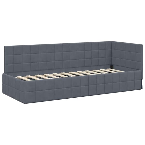 vidaXL Hörnssängram Mörkgrå 80 x 200 cm Sammet