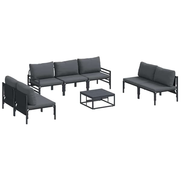vidaXL Hagesofa Set med pute 8 pcs Svart Stål