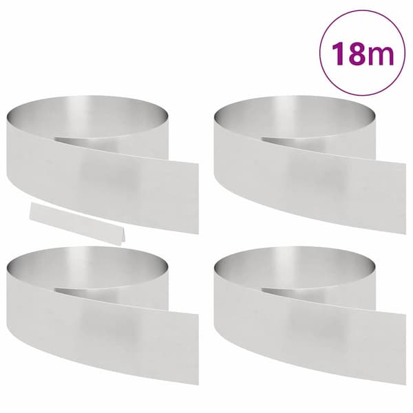 vidaXL Gjerdekant 4 pcs sølv 450 x 0.05 x 15 cm Rustfritt Stål