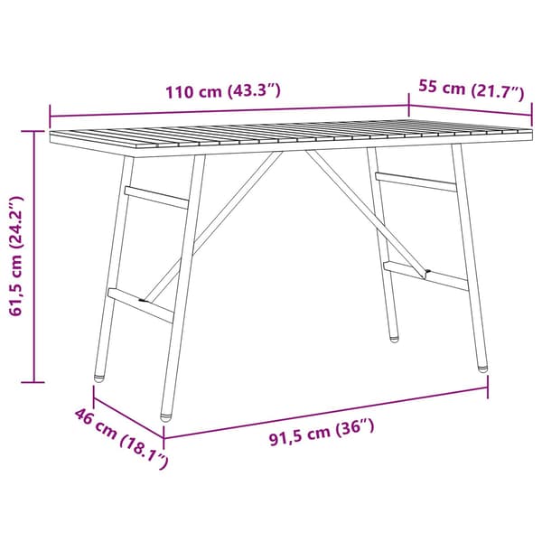 vidaXL Spisebord Brun 110 x 55 x 61,5 cm Solid akasietre