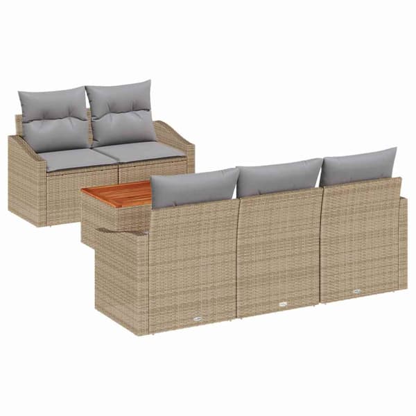vidaXL Trädgårdsoffset 6 pcs Beige och Ljusgrå konstrotting
