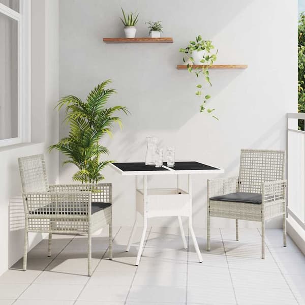 vidaXL Trädgårdsmöbelset 3 pcs Ljusgrå konstrotting