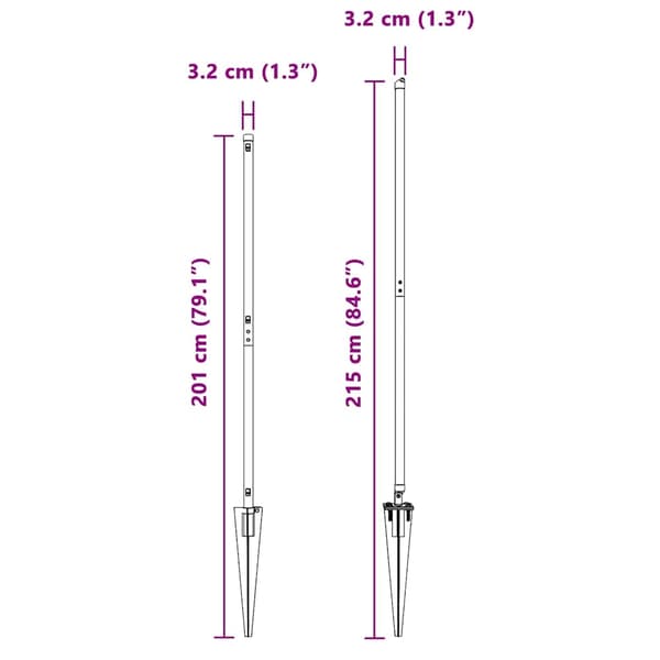 vidaXL Stängselstolpe 7 pcs Silver Stål