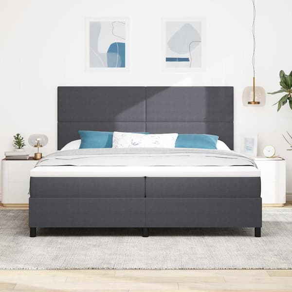 vidaXL Bäddfjäder Mörkgrå och vit 200 x 200 cm Kordread tyg