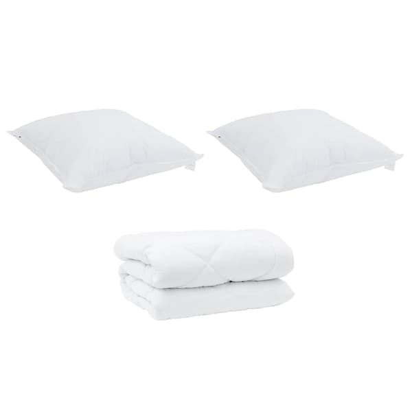 vidaXL Vinter Täcke med kudde 3 pcs Vit Mikrofiber