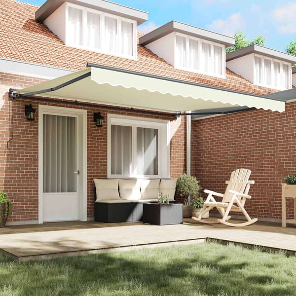 vidaXL Markiseramme Krem 400 × 300 cm Polyester med PU-belegg