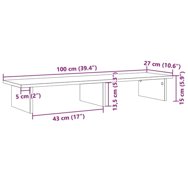 vidaXL Skjermstativ artisan eik 100x27x15 cm konstruert tre