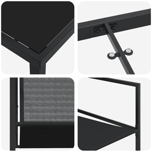 vidaXL Trädgårdsmöbelset 9 pcs Svart Pulverlackerat stål