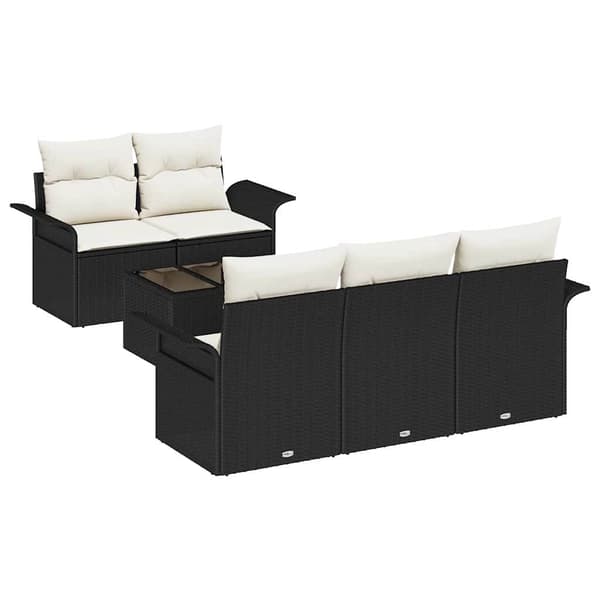 vidaXL Soffset med kudde 6 pcs Svart konstrotting