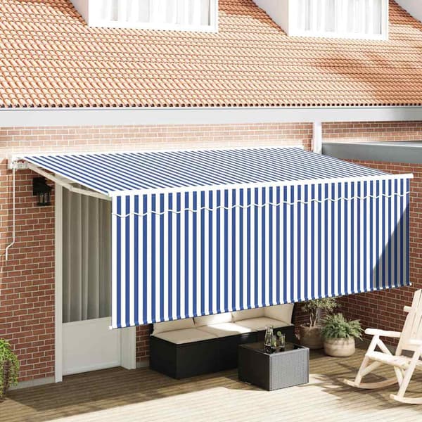 vidaXL Utfällbar markis Blå 350 x 200 cm tyg
