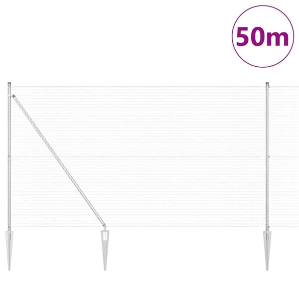 vidaXL Gjerde med innlegg. sølv 1.5 x 50 m Stål