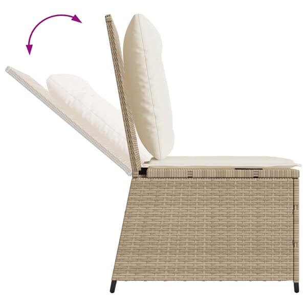 vidaXL Trädgårdssoffa med dyna Beige Polyrotting
