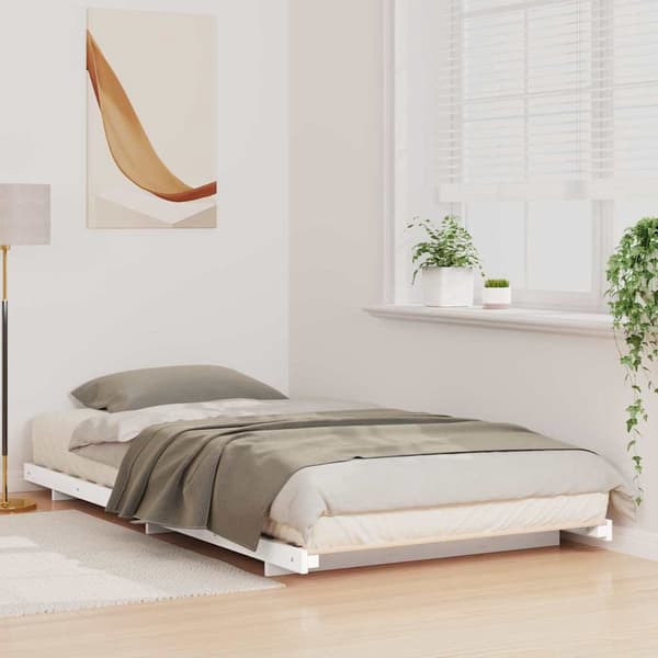 vidaXL Sängram Vit 100 x 200 cm Massiv furu
