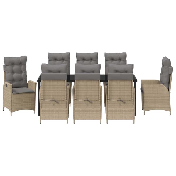 vidaXL 5-delat trädgårds matbordset med kuddar beige poly rotting