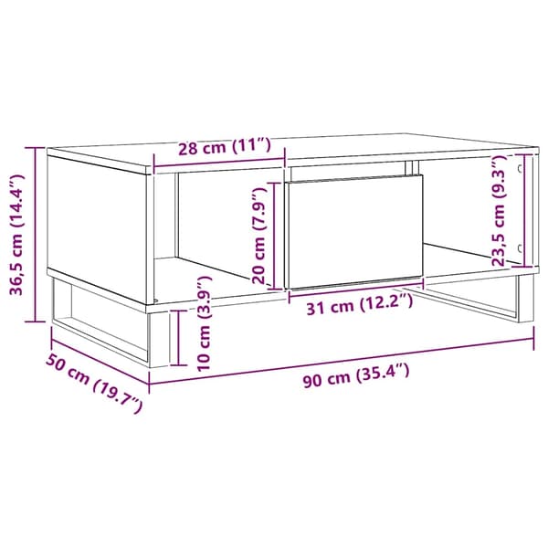 vidaXL Plateskap artisan eik 84,5x38x48 cm konstruert tre