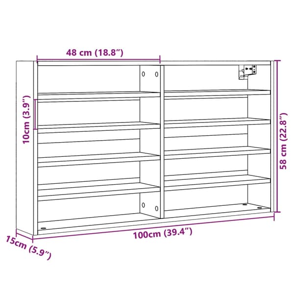 vidaXL Vitrineskap røkt eik 100x15x58 cm konstruert tre