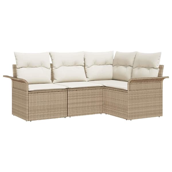 vidaXL Trädgårdsoffset med lagring 4 pcs Beige konstrotting