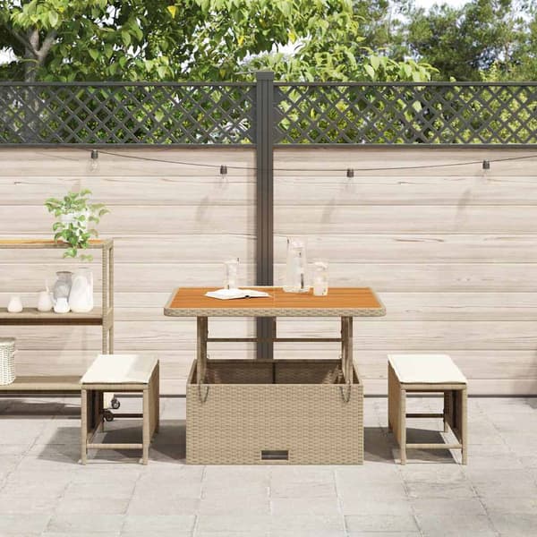 vidaXL Trädgårdsmöbelset Beige konstrotting