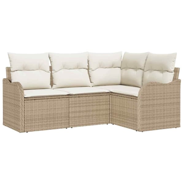 vidaXL Trädgårdsoffset med lagring 4 pcs Beige konstrotting