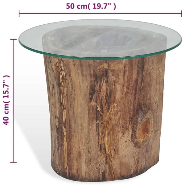 vidaXL Soffbord teak glas 50x40 cm