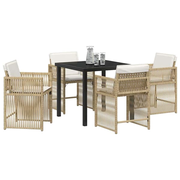 vidaXL Hage Spisegruppe 5 pcs Beige polyrotting