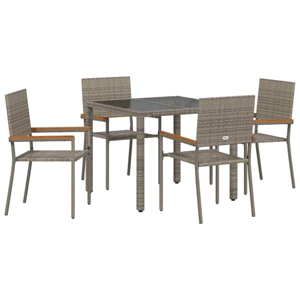vidaXL Trädgårdsmöbelset 5 pcs Grå konstrotting