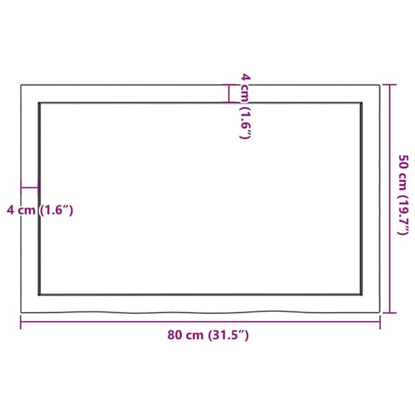 vidaXL Bordplate 80x50x(2-6) cm ubehandlet heltre eik