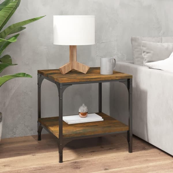 vidaXL Sidebord 2 stk røkt eik 40x40x40 cm konstruert tre