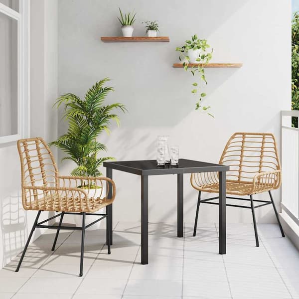 vidaXL Hage Spisegruppe 3 pcs Brun polyrotting