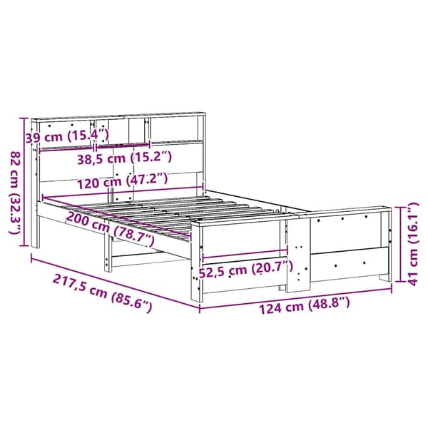 vidaXL Sengestamme med hodegjerde Hvit 120 x 200 cm Konstruert tre