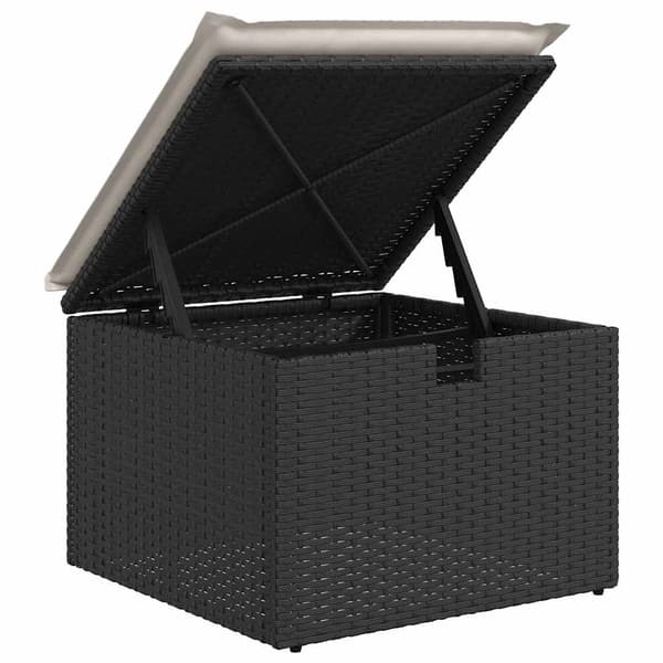 vidaXL Trädgårdsoffset med kudde 4 pcs Svart Poly rattan