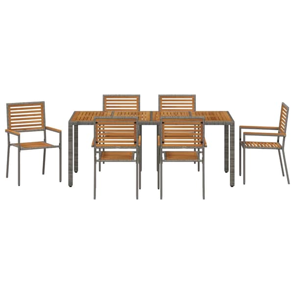 vidaXL Hage Spisegruppe 7 pcs Grå og Brun polyrotting