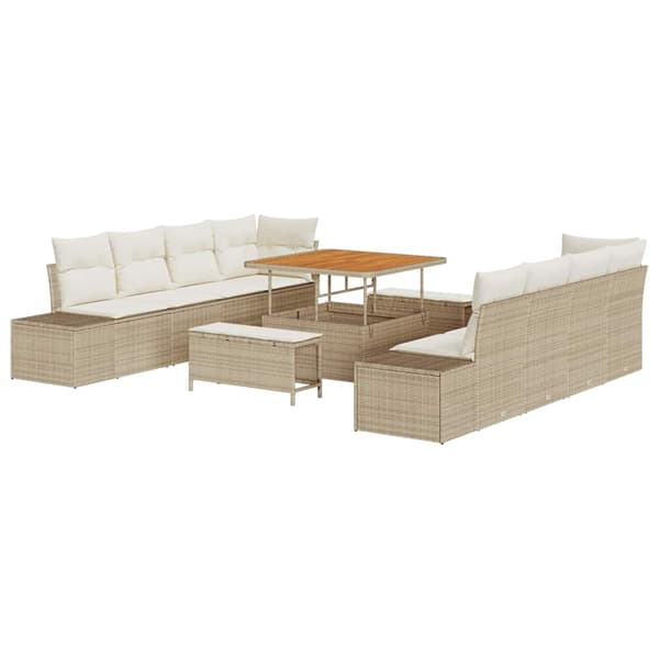 vidaXL Trädgårdsoffset med kudde Beige 100 x 100 x 71 cm Poly rattan