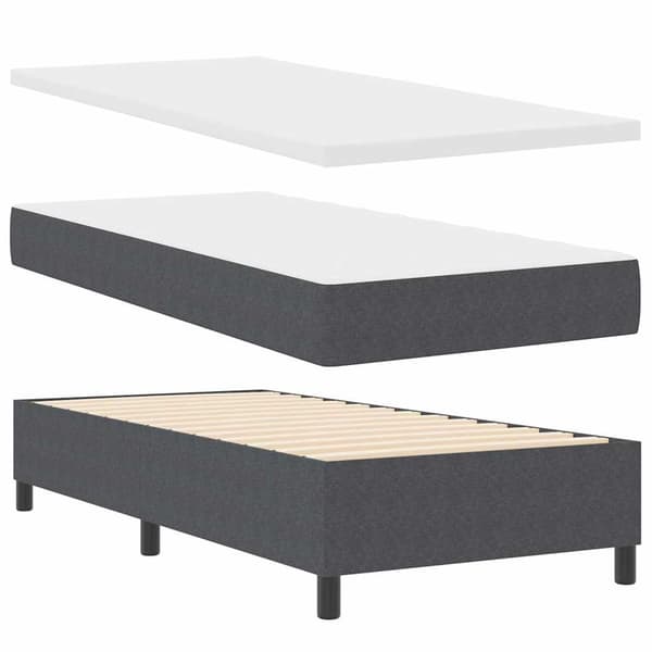 vidaXL LED Box Säng Mörkgrå och vit 100 x 200 cm Kordread tyg