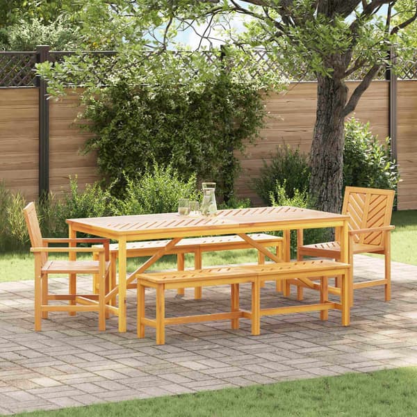 vidaXL Hage Spisegruppe 5 pcs Brun Solid akasietre
