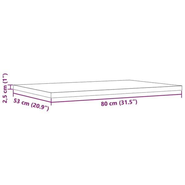 vidaXL Bordplater 3 stk 80x53x2,5 cm rektangulær heltre furu