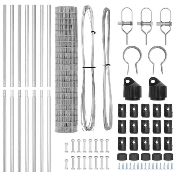 vidaXL Gjerde med stolpe sølv 1,5 x 10 m Stål og PVC