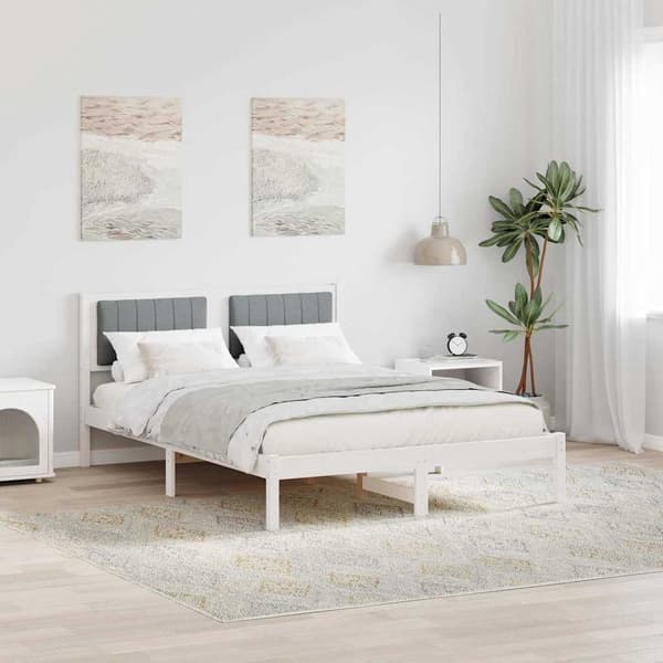 vidaXL Sängram med Vadderad Sänggavel Ljusgrå 140 x 200 cm