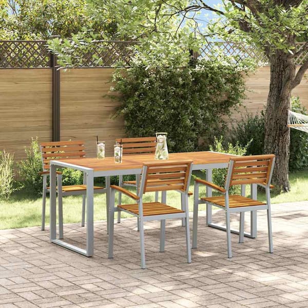vidaXL Trädgårdsmöbelset 5 pcs Grå Massivt Akaciaträ