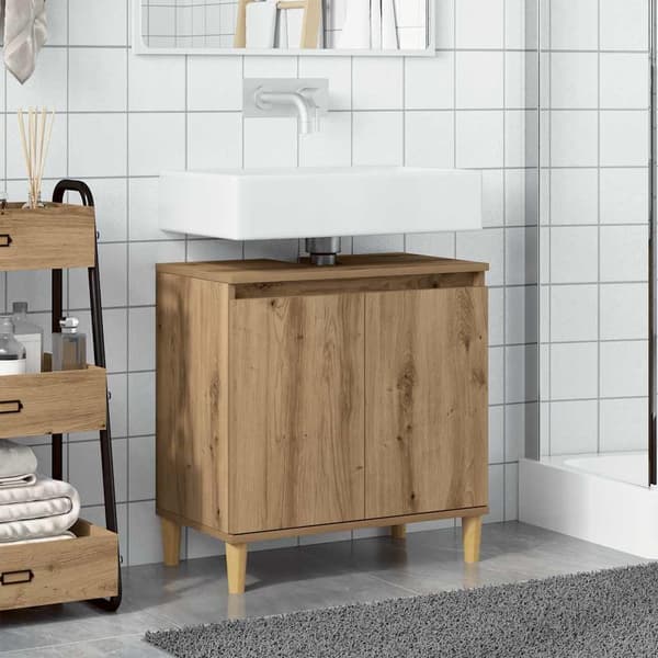 vidaXL Servantskap artisan eik 58x33x60 cm konstruert tre