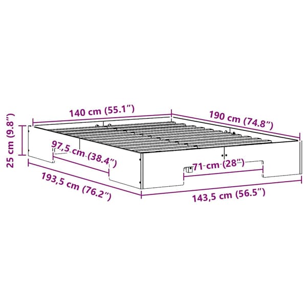 vidaXL Sengestamme Brun 140 x 190 cm