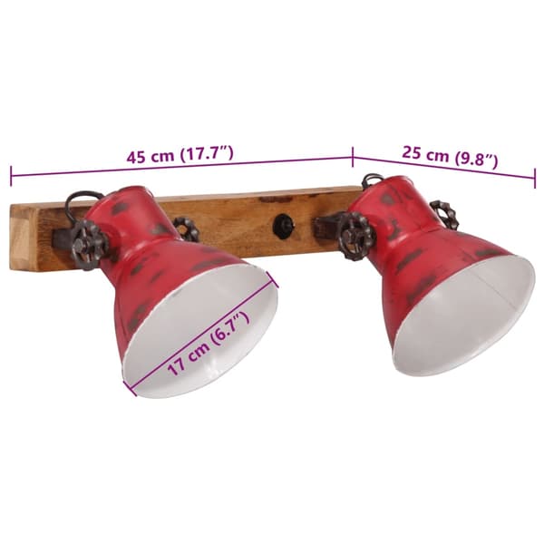 vidaXL Vegglampe 25 W mørkerød 45x25 cm E27