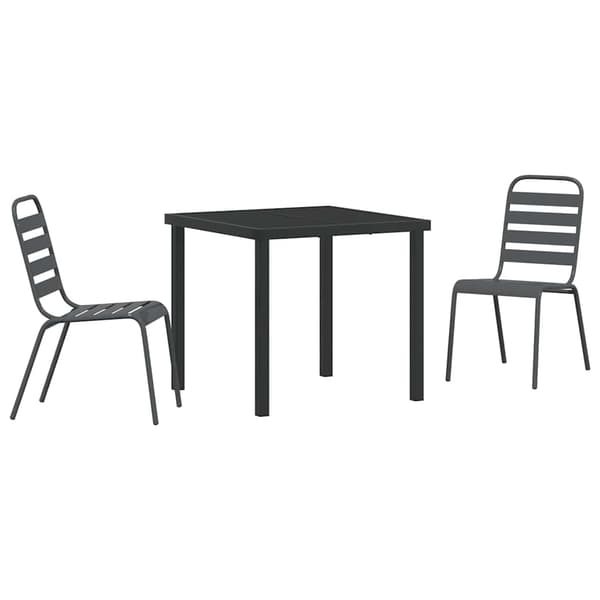 vidaXL Hage Spisegruppe 3 pcs Mørke grå Stål