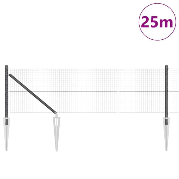 vidaXL Gjerde med innlegg. Grå 0.8 x 25 m Stål