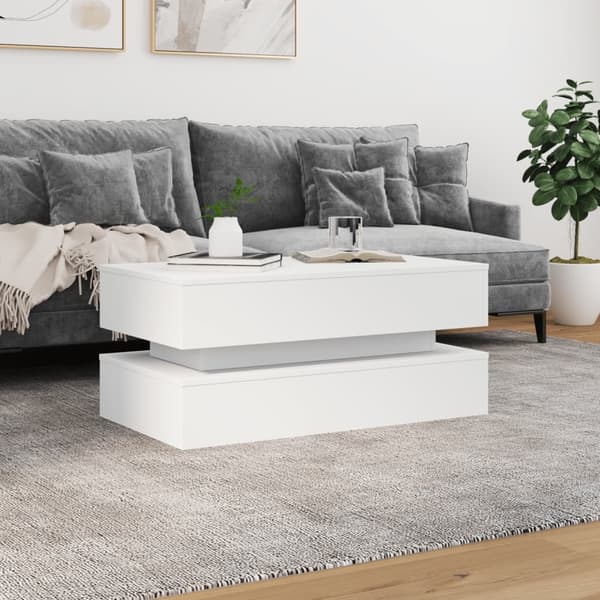 vidaXL Soffbord med LED vit 90x50x40 cm