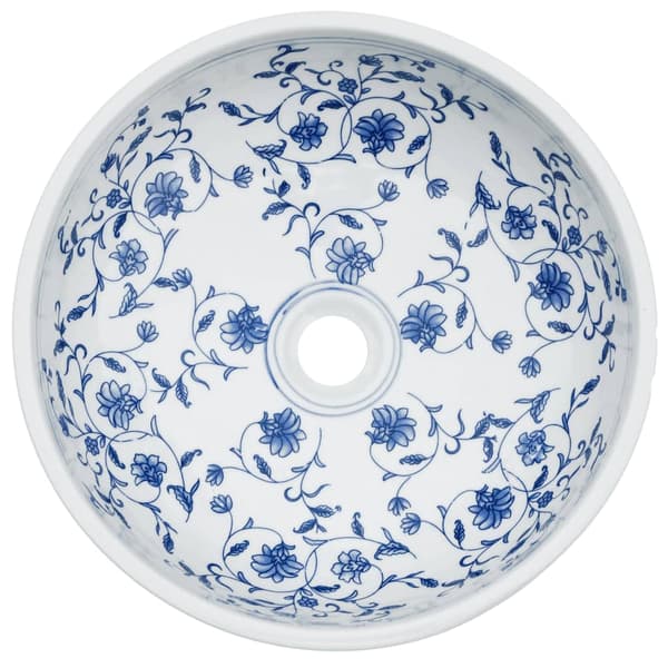 vidaXL Handfat vit och blå rund Φ41x14 cm keramik