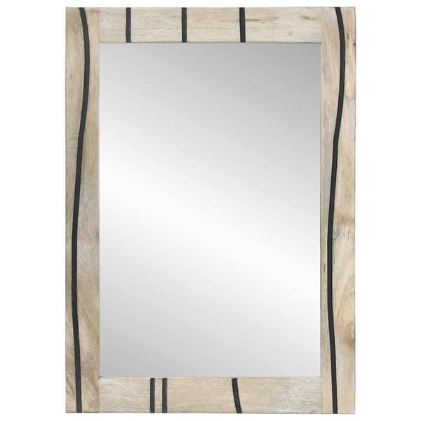 vidaXL Baderomsspeil Brun 70 x 50 x 2,5 cm Glass og solid mango tre